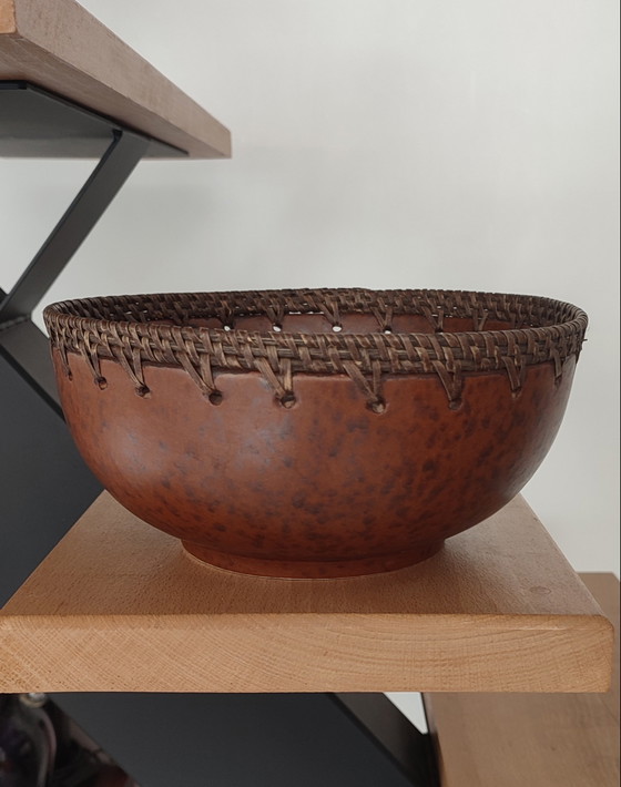 Image 1 of Coupe poterie Rinjani Lombok Indonésie Argile et rotin