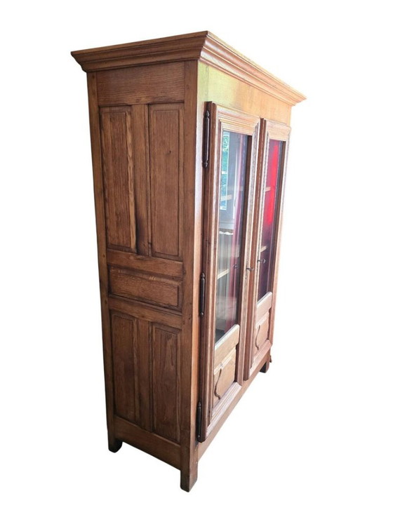 Libreria antica in legno massello di quercia con due ante in vetro. – Vetrine, Glass, Wood (photo 3 of 5)
