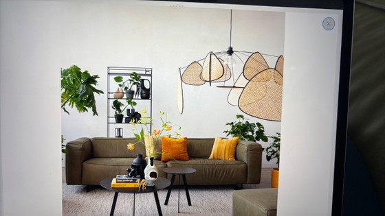 Image 1 of Cartel Living Replay Sofa aus gebürstetem Leder mit passendem Hocker