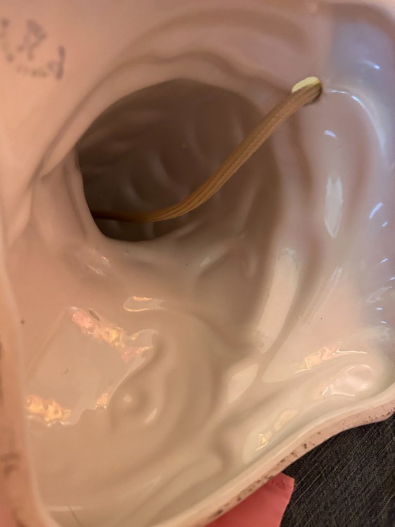 Image 1 of Große Tischlampe aus weißer Keramik, Capodimonte Italien, 1960er