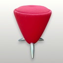 Leolux Tam Tam pouf red fabric, aluminum legs
