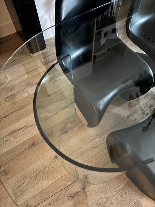 Table design vintage | Fiam italien des années 1980 | Style italien moderne