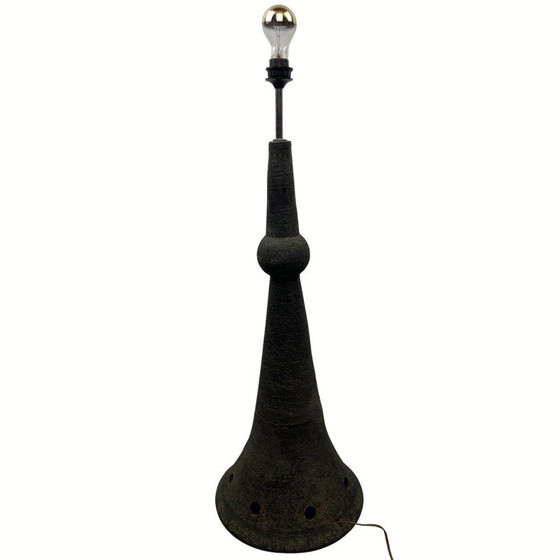 Image 1 of Brutalistische Wabi Sabi Holländische Bouclé Schirm Aund Keramik Stehlampe, 1960S