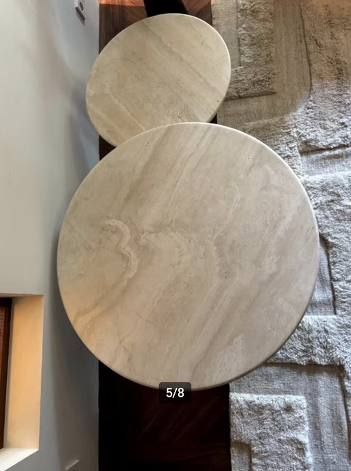 Vintage adjustable travertine coffee table for Roche Bobois, 1970s