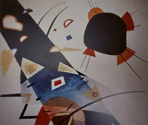 Image 1 of Wassily Kandinsky: “Deux Taches Noires, 1923”. Gesigneerd In De Plaat. Geautoriseerde Kleuren Offsetlithografie. 