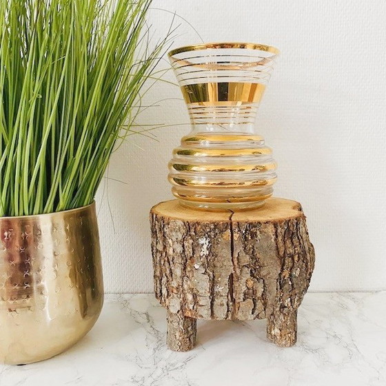 Image 1 of Art Déco Booms in vetro Il vaso rupel oro dorato anni '30