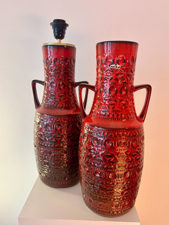 Image 1 of Large statement accent lamp made of Bay ceramic vase – model 608-45 (design: Bodo Mans)