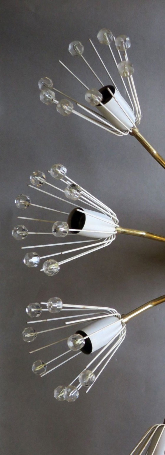 Lustre elliptique autrichien en laiton et verre, style milieu du XXe siècle, années 1950 – Glass, Metal (photo 5 of 14)