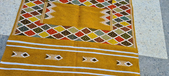 Image 1 of Natuurlijke Wol Handgeweven Berber Kelim Vloerkleed