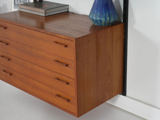 Modulaire stellingen van Kai Kristiansen, teakfineer met zwarte wandrails, Denemarken, jaren 60. (photo 16 of 31)