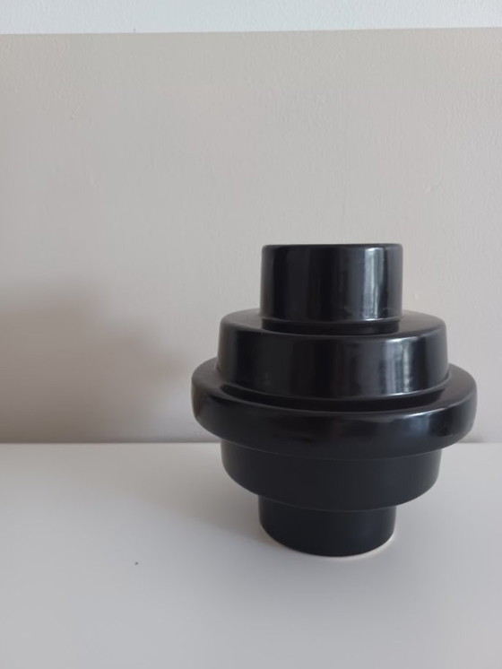 Image 1 of Vase, Modern. Daan Kromhout. Black Ceramic, Mat/Satin