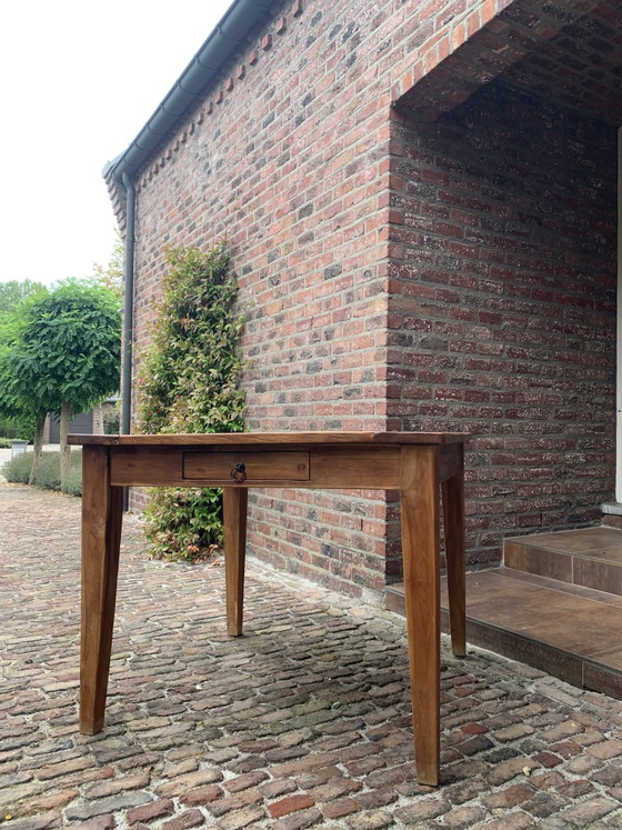 Country Style Teak Dining Table + 4 Lloyd Loom Chairs – Dining set, Wood, Wicker (photo 4 of 8)