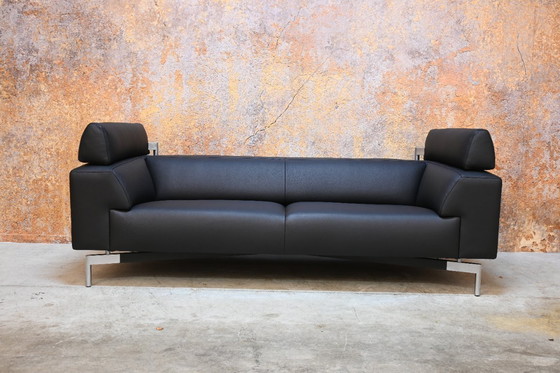 Image 1 of Refurbished exclusieve zwarte leren Leolux Howlo design bank