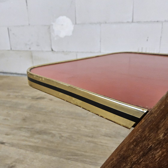 Image 1 of Vintage bijzettafel / plantentafel (Van Teeffelen stijl)  Formica / beukenhout (jaren 60 / 60s)