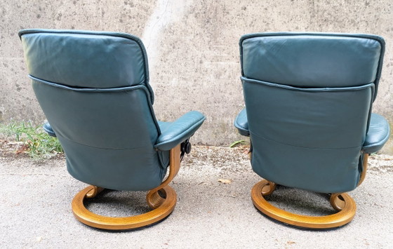 Image 1 of Stressless leren fauteuils van Ekornes, Noorwegen, 1980, set van 2