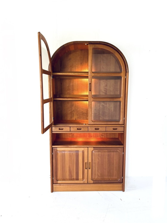 Image 1 of Vintage teak arch cabinet with display case, Dyrlund '70s