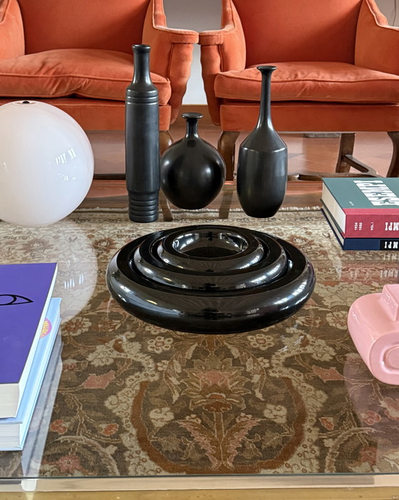 Image 1 of Cendriers empilés en céramique de l'ère spatiale / Vide Poche / Centre de table, Italie, années 1970