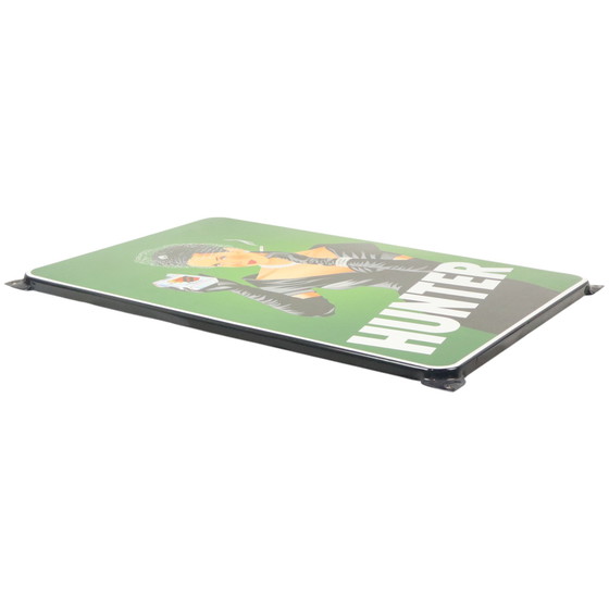 Image 1 of Letrero publicitario de cazador con placa esmaltada de gran tamaño