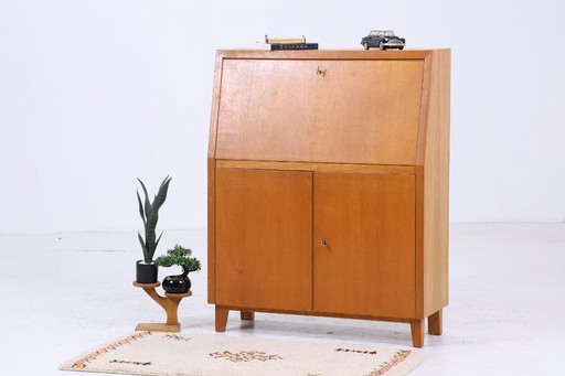 Vintage Musterring secretary in ash | Mid - Century desk cabinet work table retro wood storage 50s #07-01