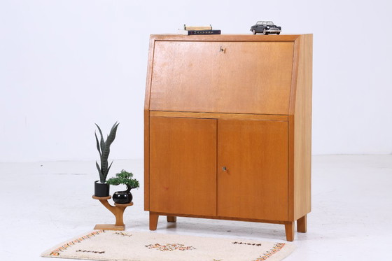 Image 1 of Vintage Musterring segretario in frassino | Mid Century desk cabinet work desk retro wood storage 50s #07-01