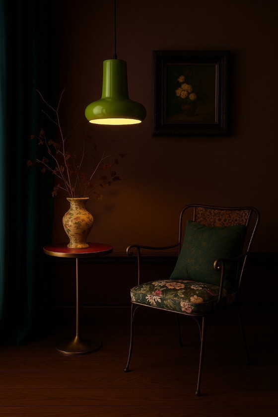 Image 1 of Vintage LITA 6062 hanglamp – Appelgroen – Ruimtevaarttijdperk Frankrijk jaren 70