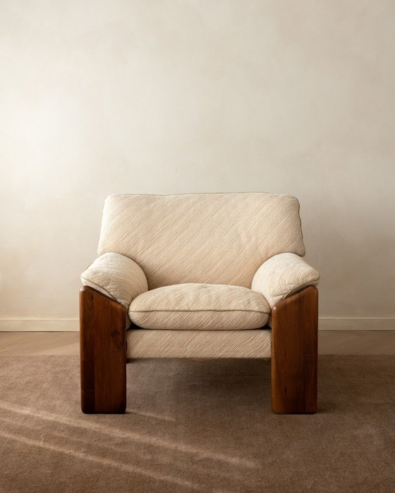 Sapporo Lounge Chairs by Mario Marenco for Mobil Girgi, 1970s, Armchairs, Textile, Wood, Brown (photo 3 of 24)