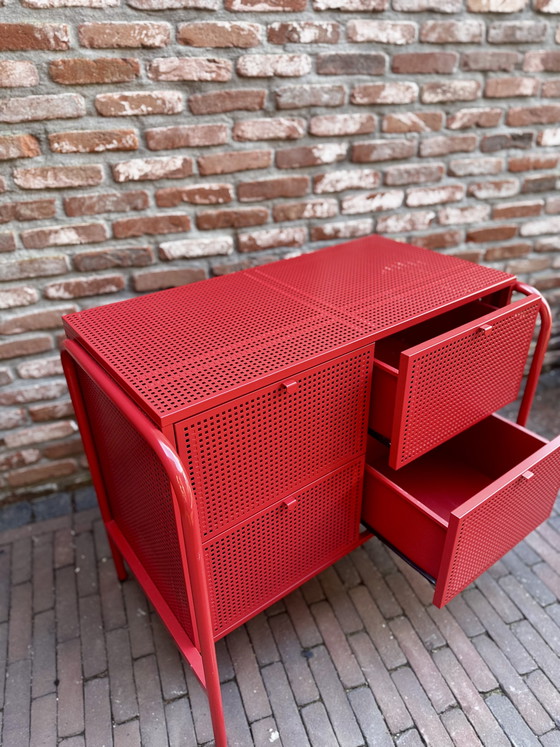 Image 1 of Vintage IKEA Nikkeby – red metal designer sideboard