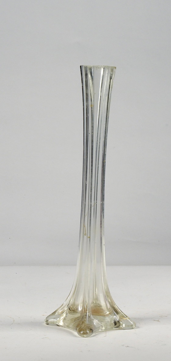 Vaso alto 40 cm vetro smussato base quadrata Italia 1950 – Vasi (photo 4 of 6)
