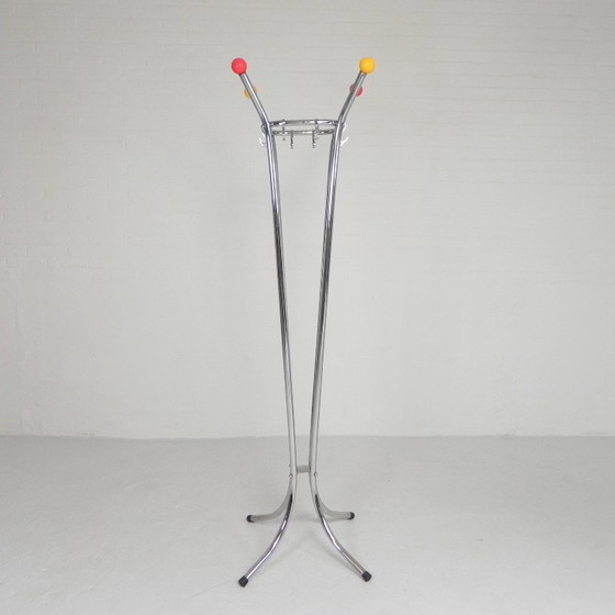 Image 1 of Rare chrome coat rack with colored balls, 1950s