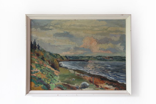 Pintura al óleo impresionista danesa, década de 1960