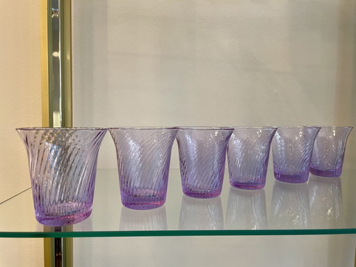 Mondgeblazen, gedraaide alexandriet waterglazen