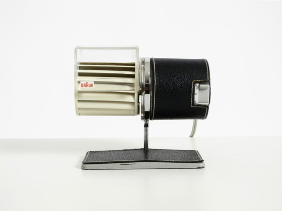 Image 1 of Raro ventilatore da tavolo originale BRAUN HL 1 del 1961, disegnato da Reinhold Weiss, con finitura in pelle.