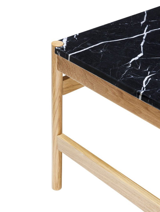 Hübsch Couchtisch - skandinavisches Design, schwarzer Marmor mit Eichenholz