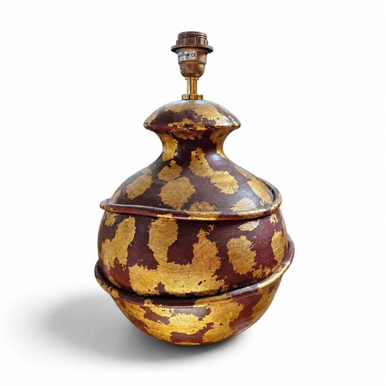 Lámpara de jarrón de cerámica decorada en oro de Hubert Olivier / Francia años 70 – Lámparas de mesa, Ceramic (photo 5 of 7)