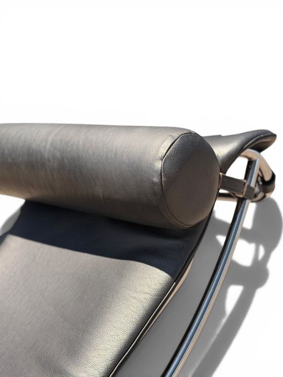 Image 1 of Authentic Cassina LC4 Chaise Longue by Le Corbusier - Black Leather (Serial N°114715)
