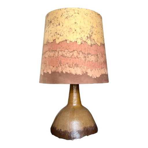 Vintage lamp van keramiek met zijden kap