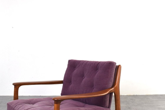 Mid-Century Lounge Chairs by Eugen Schmidt for Soloform, 1960s, Set of 2, Armchairs, Wood, Textile, Purple (photo 11 of 15)
