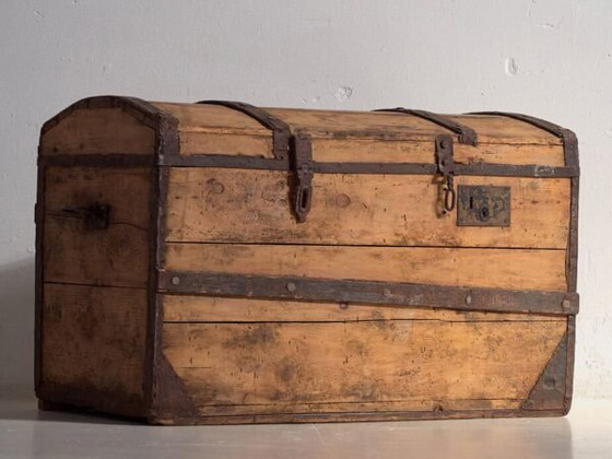 Malle de voyage ancienne en pin – Europe Centrale, vers 1900 – Armoires de rangement, Iron, Rustic (photo 40 of 40)