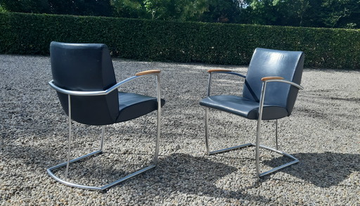 Nomada armchairs anthracite calfskin Design Hennie de Jong