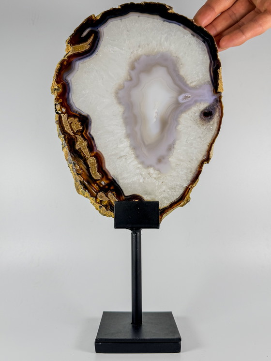 Image 1 of Exclusief - luxe agaat schijf op standaard 