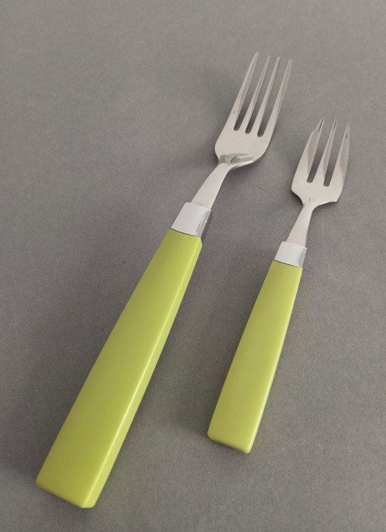 Image 1 of Guy Degrenne + Krupp Berndorf, set di posate dal design divertente anni '90 Austria Parigi raro