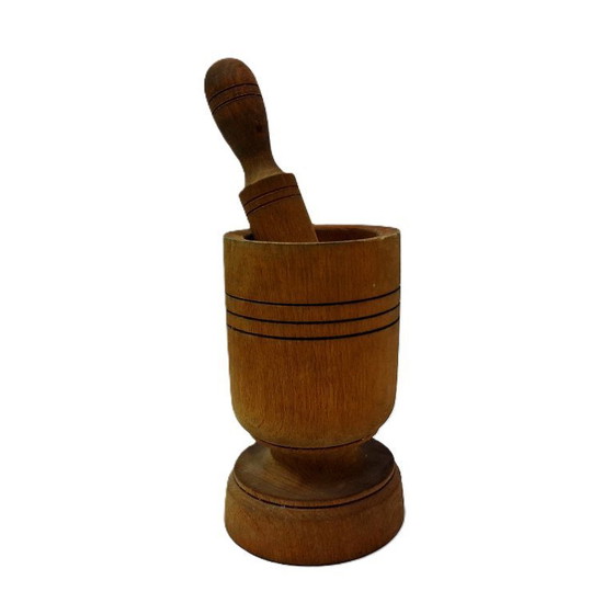 Image 1 of Mortier et pilon en bois vintage