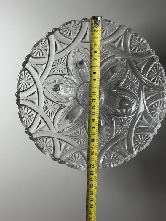 Image 1 of Val Saint Lambert Coupe à Fruits « Lucrèce » sur Pied Bas – Demi-Cristal Pressé – Catalogue 1913