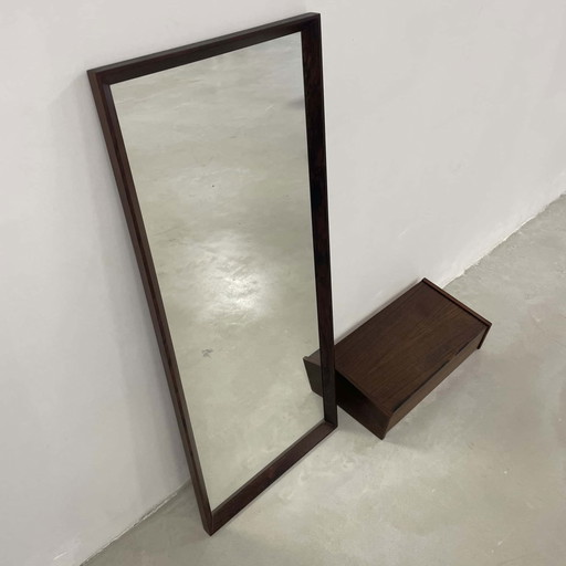 Miroir avec armoire murale en bois de rose