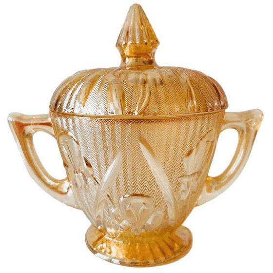 Image 1 of Set da camera vintage Jeanette Carnival in vetro color pesca, anni '30