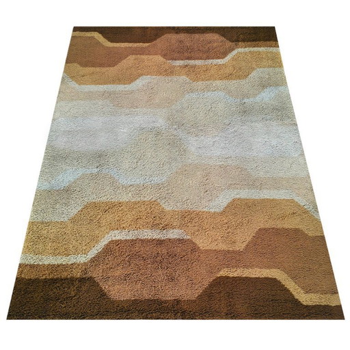Italienischer Wollteppich im Mid-Century-Modern-Stil mit geometrischem Muster, 1970er Jahre