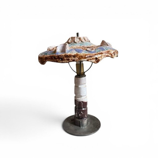 Vintage ceramic table lamp with metal base, Europe 1970s