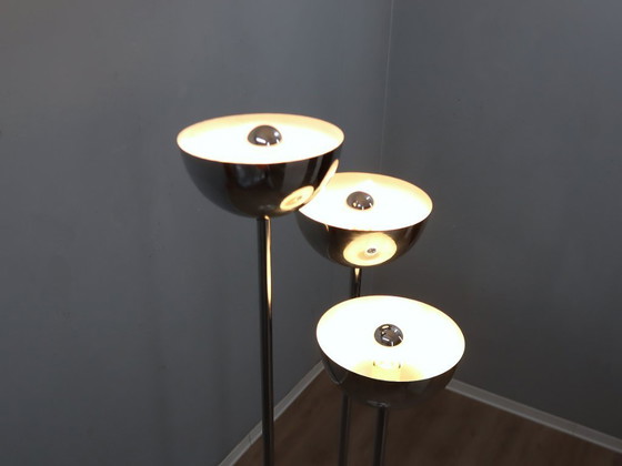 Image 1 of Lamperti 3-koloms chromen vloerlamp uit de jaren 70, ruimtevaarttijdperk Italiaans design