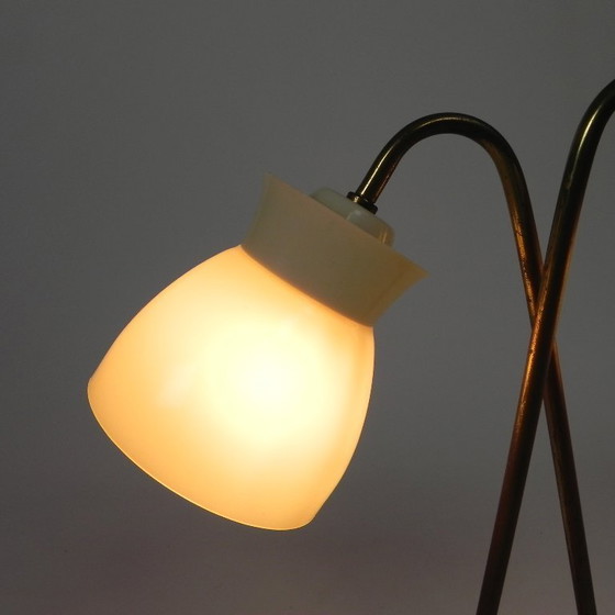 Image 1 of Table lamp with 2 plastic shades on marble base, 1950s