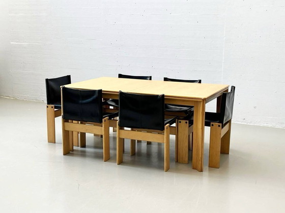 Image 1 of Set: 6 chairs model Monk and table by Afra and Tobia Scarpa for Molteni, 1973